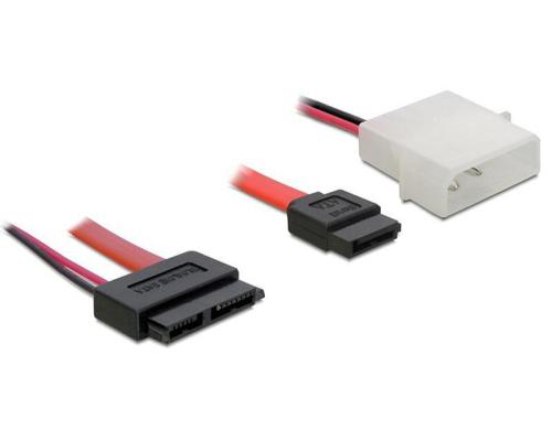 SATA2 Kabel für Slimline Geräte(ODD), 30cm SATA+Power, 7+6 Pin Anschluss, 5 Volt Molex