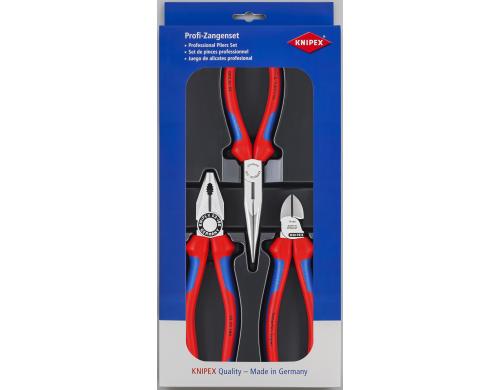Knipex Montage-Zangen Paket 3-teilig Kombi-,Flachzange,Seitensch. 180/200/160mm