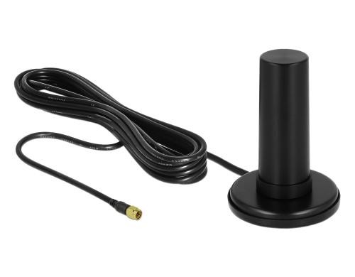 Delock LTE & 5G-Antenne, 0-3dBi, Magnetfuss SMA-Anschluss, 0.7-3.8Ghz, 3m Kabel,Outdoor