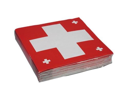 Servietten Schweizerkreuz 33x33 cm, 20 Stck
