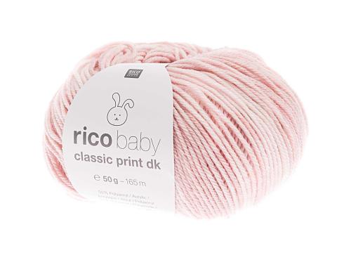 RICO Baby Classic Print DK, rosa mix 50 g, 50 % PAN, 50 % PA, 165 m
