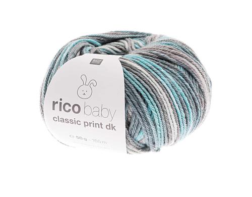 RICO Baby Classic Print DK, blau-grau mix 50 g, 50 % PAN, 50 % PA, 165 m