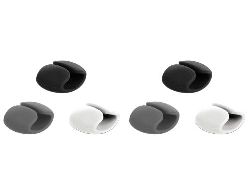 Delock Kabelhalter Clip Set, ABS 6 Stck, weiss, grau, schwarz,  D. 14 mm