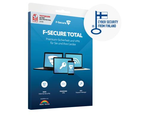 F-Secure Total Security & VPN Box, Voll, 3 Gerte, 2 Jahre, ML
