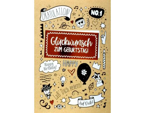 ABC Karte Geburtstag Glckwunsch, 11 x 17cm