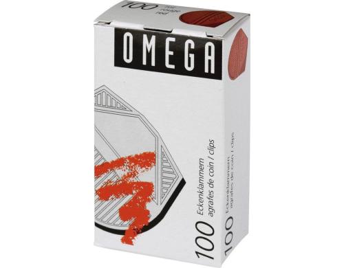 Omega Eckenklammern 100 Stck, rot metallic