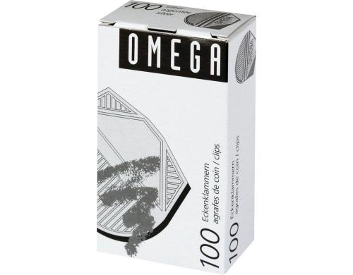 Omega Eckenklammern 100 Stck, silber metallic