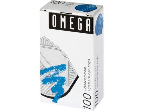 Omega Eckenklammern 100 Stck, blau metallic