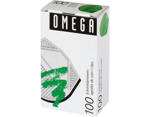 Omega Eckenklammern 100 Stck, grn metallic