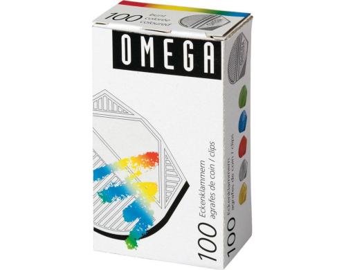 Omega Eckenklammern 100 Stck, assortiert metallic