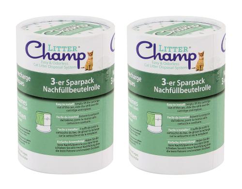 Litter Champ Nachfllbeutel 2x 3er Pack Beutelrolle 100% biologisch abbauba