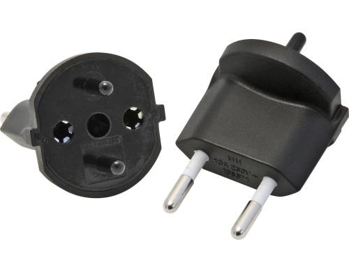 Fixadapter 2-Pol Deutsch auf Stecker CH T11 schwarz, CEE7 auf T11