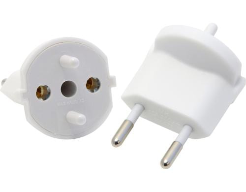 Fixadapter 2-Pol Deutsch auf Stecker CH T11 weiss, CEE7 auf T11