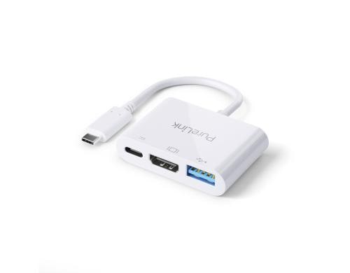 PureLink Premium Adapter USB-C - Multiport Ausgnge: USB-C/HDMI/USB-A, 10cm, Weiss