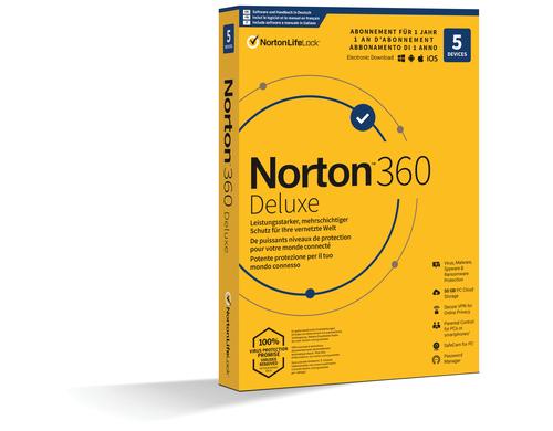 Norton 360 Deluxe Non-Subscription Box, Vollversion, 5 PC, 1J, ML
