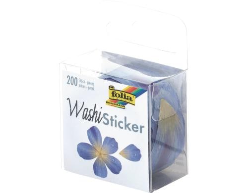 Folia Sticker Washi Blten Blau 200 Sticker auf Rolle