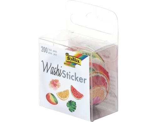 Folia Sticker Washi Tropical 200 Sticker auf Rolle