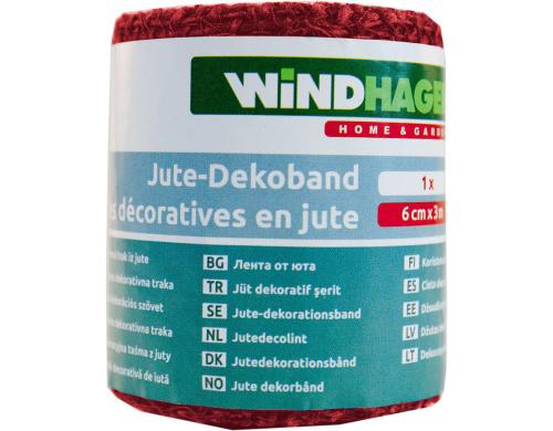 Windhager Jute-Deko-Band 6cmx300m rot