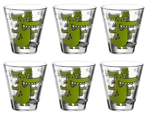Leonardo Trinkglas Bambini 215ml Krokodil 6er Set, D: 9cm, H: 9cm Vol: 215ml