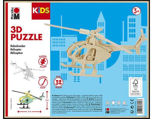 Marabu 3D-Puzzle/Bausatz Helikopter, Zum Bemalen