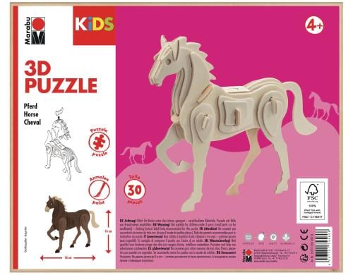 Marabu 3D-Puzzle/Bausatz Pferd, Zum Bemalen