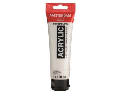 Amsterdam Acrylfarbe Standard 105 120 ml, Farbe: Titanweiss, Deckend