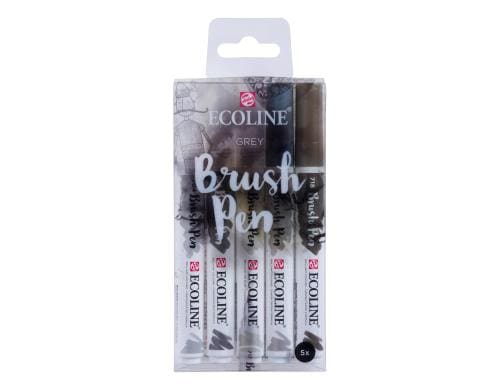 Talens Brush Pen Ecoline 5 Brush Pens, Farbe Grau