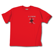 Hochwertiges T-Shirt mit X-Fresh energy Stickerei hinten und vorne / rot / Groesse L / 100% Baumwolle